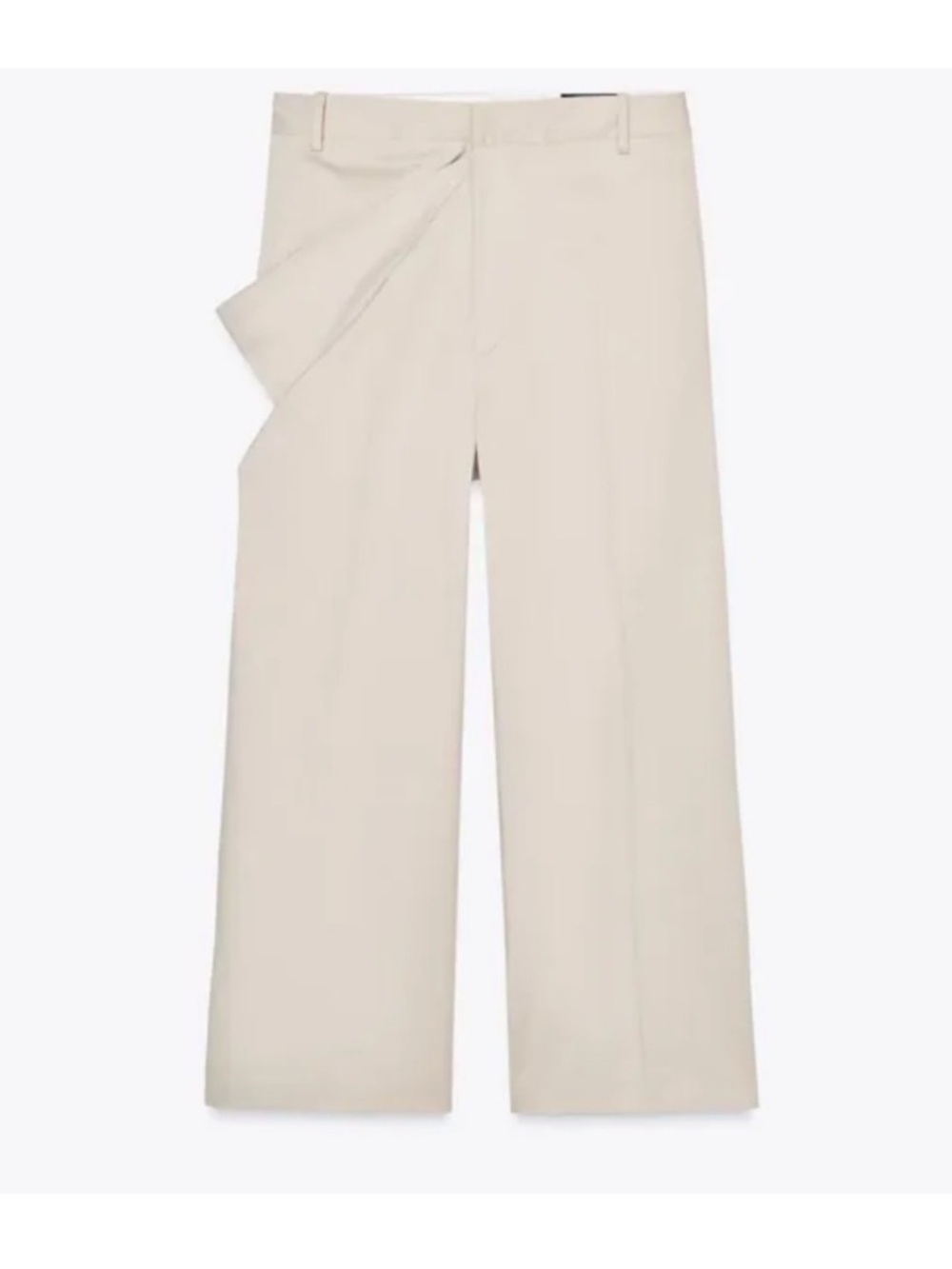 New Zara Pleated Cream Cotton Trousers - Small
